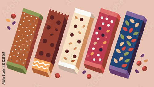 An assortment of homemade granola bars with options for everyone from vegan and glutenfree to paleo and dairyfree.. Vector illustration