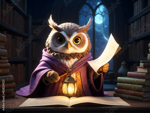 an owl with a book titled quot owl quot on the cover