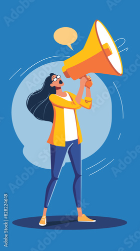 Businesswoman Using Megaphone for Marketing Management and Public Relations