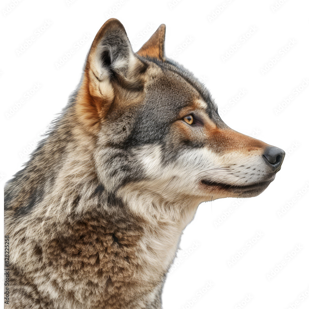 Fototapeta premium Wolf isolated on white background. Wildlife and predator concept