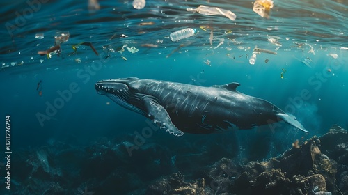 Whale in a Sea of Plastic Debris  A Call for Marine Conservation