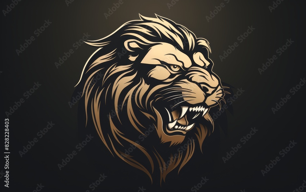 Illustrative image of a fierce lion head in a stylized, artistic design with intricate details against a dark background. Illustrative image of a fierce lion head in a stylized, artistic design with intricate details against a dark background.