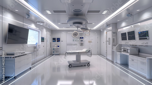 Hybrid Operating Room. white background, high resolution