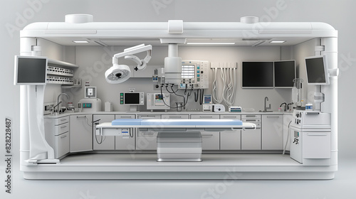 Hybrid Operating Room. white background, high resolution