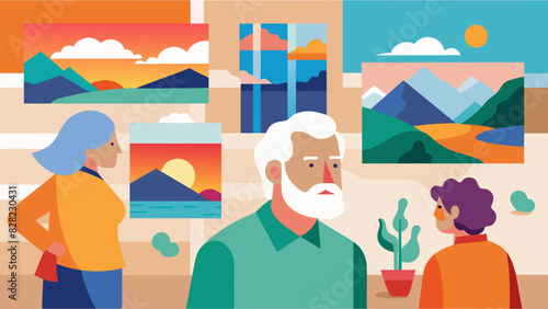From watercolor landscapes to abstract mixed media pieces this art exhibition curated by seniors is a testament to the limitless creativity and imagination that comes with age.. Vector illustration