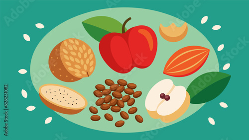 Treat yourself to a sophisticated and healthful snack with this nut and seed sampler featuring savory hazelnuts tangy goji berries roasted sesame. Vector illustration