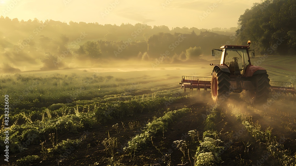 Fototapeta premium Ethereal Agriculture: A Cinematic 8K Journey Through Lush Fields and Crop Details