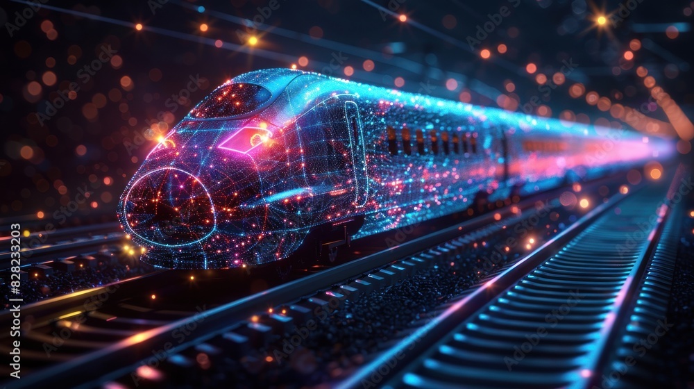 low poly illustration of moving high-speed train on rail bridge. low poly illustration of moving high-speed train on rail bridge.