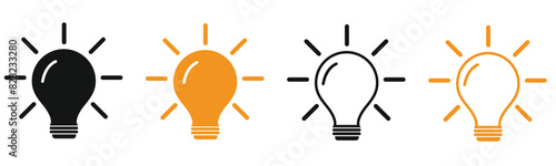 Light bulb icon vector set, solution icon vector, idea icon sign symbol vector illustration isolated on white background.