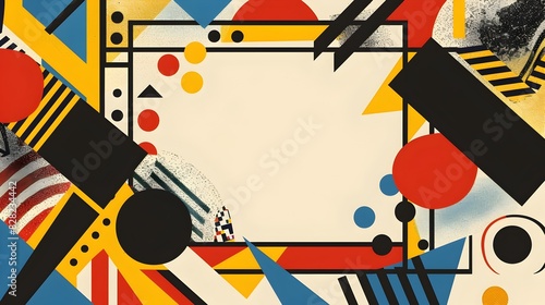 Vibrant Geometric Abstraction Bold Retro Inspired Digital with Dynamic Suprematist Composition photo