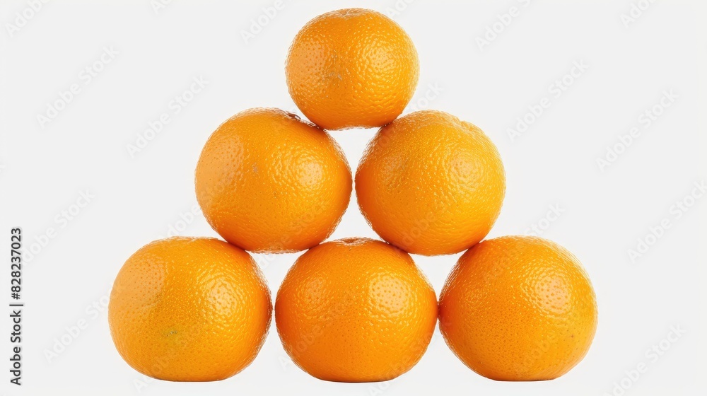 A cluster of three oranges with vibrant skins, arranged in a pyramid shape, isolated on a transparent background A cluster of three oranges with vibrant skins, arranged in a pyramid shape, isolated on a transparent background
