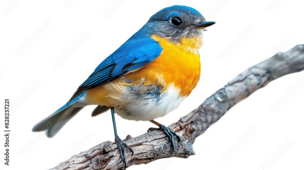 Small Colorful Bird Perched On A Branch Isolated On White Background Small Colorful Bird Perched On A Branch Isolated On White Background