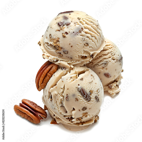 butter pecan ice cream isolated on transparent background photo