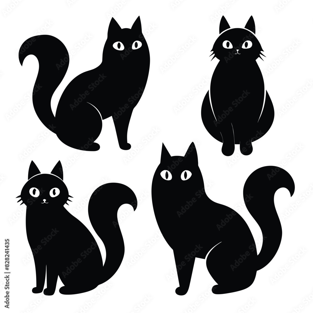 Set of Birman animal black vector on white background