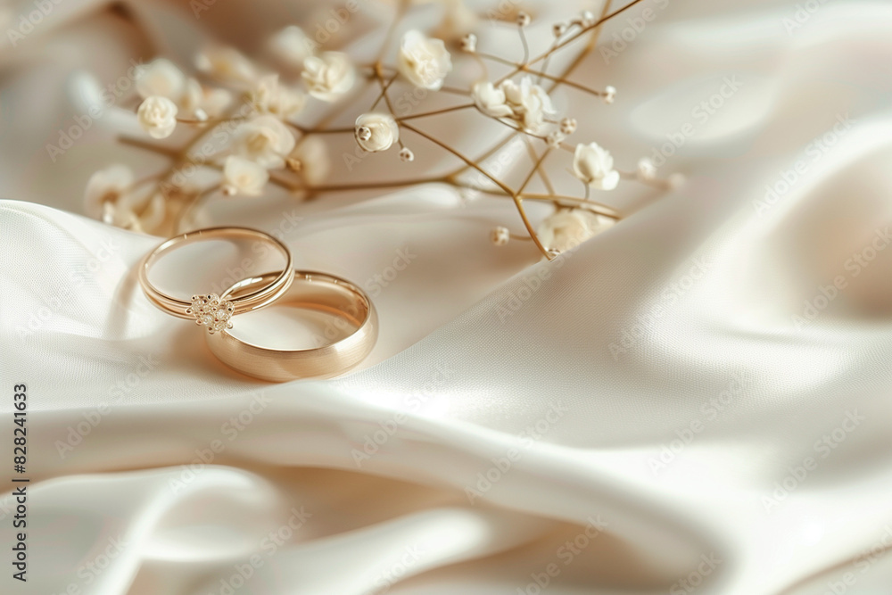 Symbol of Love: Close-Up Details of Wedding Rings - classic wedding aesthetics - luxury wedding visuals - Clean composition, Ample Negative Space - Space for Text Symbol of Love: Close-Up Details of Wedding Rings - classic wedding aesthetics - luxury wedding visuals - Clean composition, Ample Negative Space - Space for Text