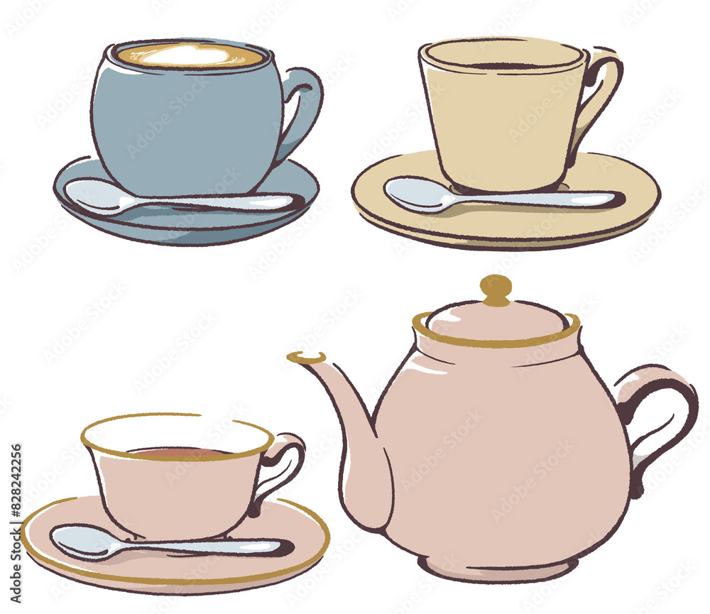 コーヒーとカフェラテと紅茶 コーヒーとカフェラテと紅茶