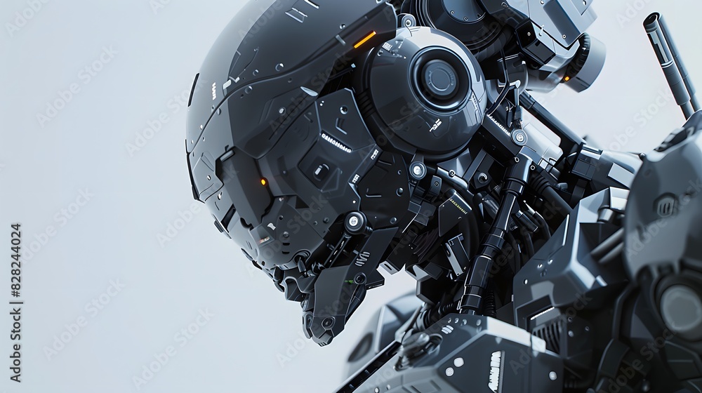 Fototapeta premium The future robot is scary and black