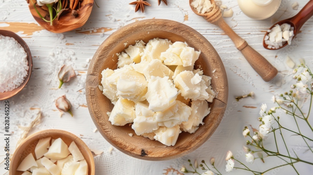 Fototapeta premium Shea butter is a key ingredient in homemade skin care recipes.