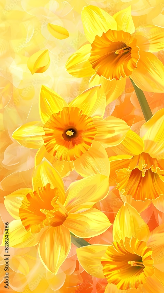 Fototapeta premium Vibrant Yellow Spring Flowers Blossoming in Vertical 9 16 Nature Collection