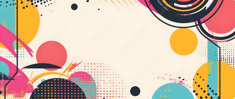 Vibrant Retro Geometric Abstract Background with Blank Space for Mockup Vibrant Retro Geometric Abstract Background with Blank Space for Mockup