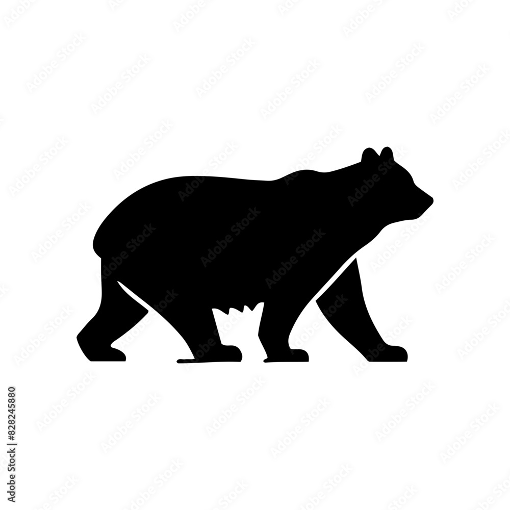 Fototapeta premium Vector silhouette of a bear in various poses. simple design