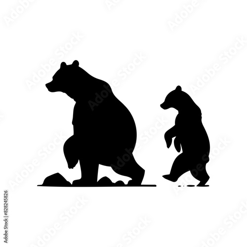 Vector silhouette of a bear in various poses. simple design