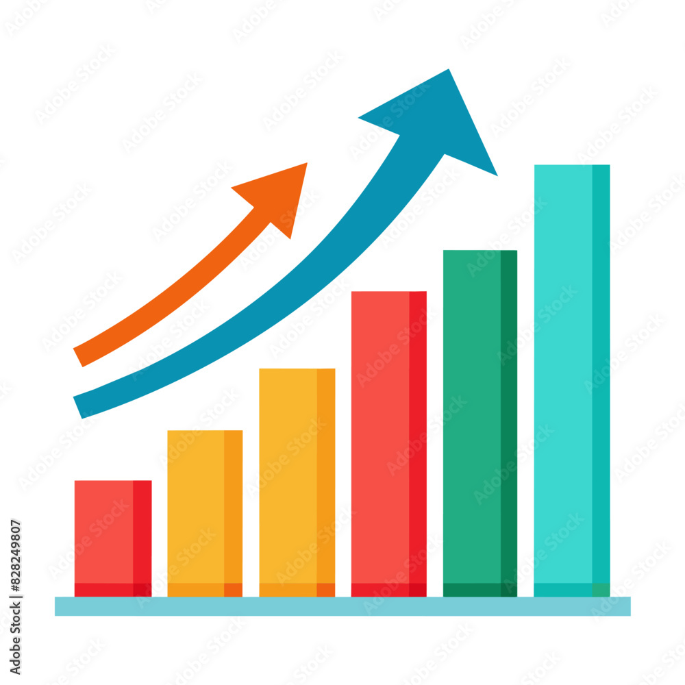 The illustration features a vibrant bar diagram and an upward arrow The illustration features a vibrant bar diagram and an upward arrow