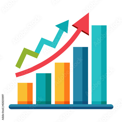 A colorful bar graph with an arrow pointing upwards Free Download A colorful bar graph with an arrow pointing upwards - GFXLoad