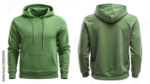 Green hoodie mockup front and back view isolated PNG on transparent background photo