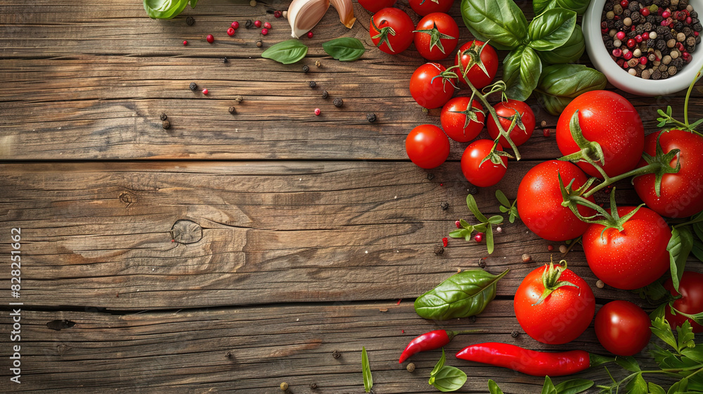 A bunch of red tomatoes sitting on a wooden table A bunch of red tomatoes sitting on a wooden table