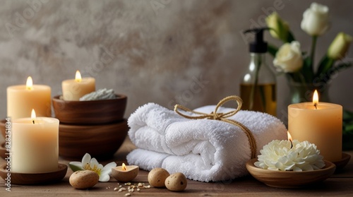 spa composition on white wooden background