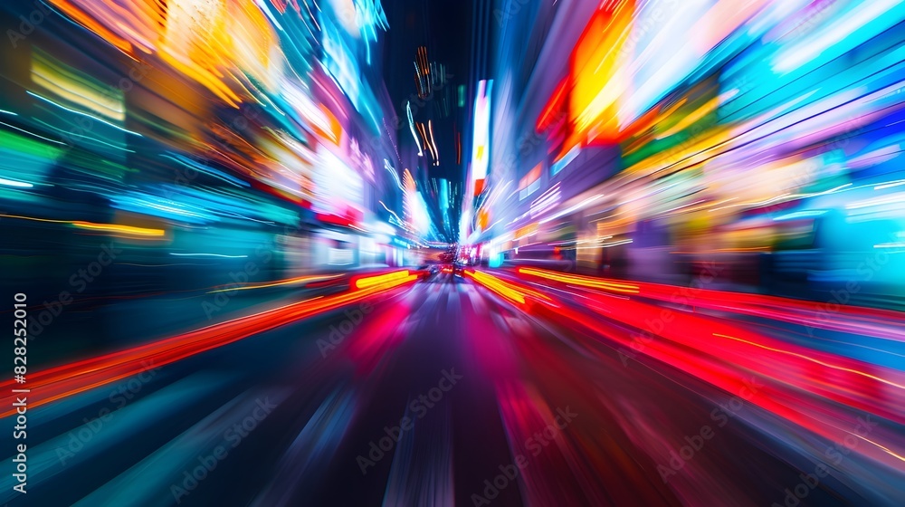 Blurred Speed and Vibrant Lights of a Nighttime City Street Scene Blurred Speed and Vibrant Lights of a Nighttime City Street Scene