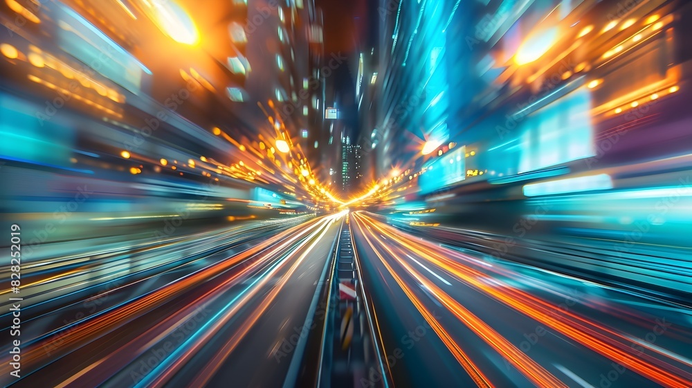 Blurred Thrilled Abstract Bokeh Lights of a Speeding Urban Nightscape in Motion Blurred Thrilled Abstract Bokeh Lights of a Speeding Urban Nightscape in Motion