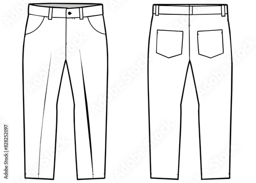 Black and white drawing of pants on white background