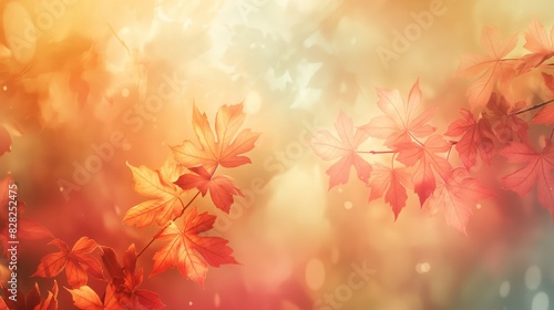 Warm-colored leaves against a soft light background  evoking a serene and autumnal atmosphere.