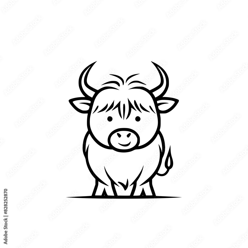 Cute Cartoon Highland Cow Line Drawing
Cute Cartoon Highland Cow Line Drawing