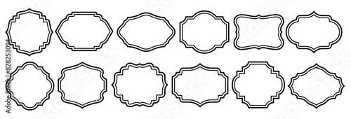 Set of vintage label and badges shape collections. Vector illustration. Black template for patch, insignias, overlay.	