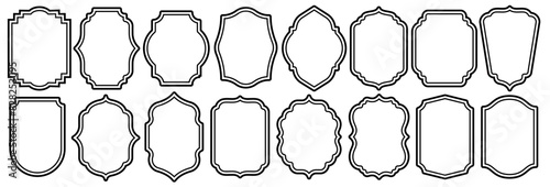 Set of vintage label and badges shape collections. Vector illustration. Black template for patch, insignias, overlay.	