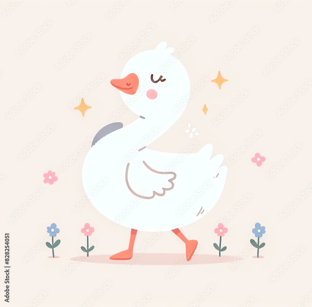 A cute illustration of a goose