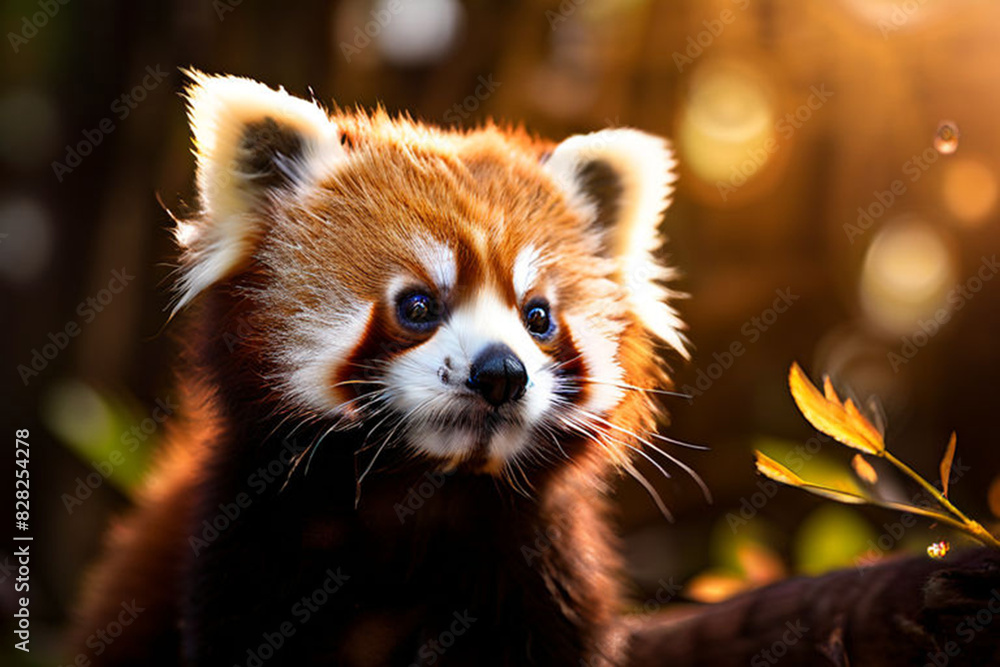 Obraz premium red panda eating bamboo