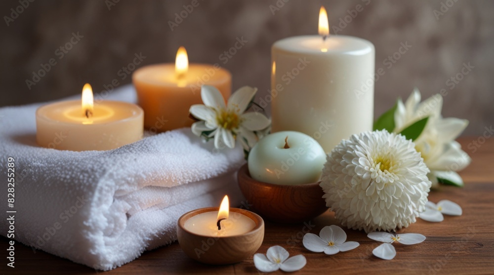 spa composition on white wooden background spa composition on white wooden background