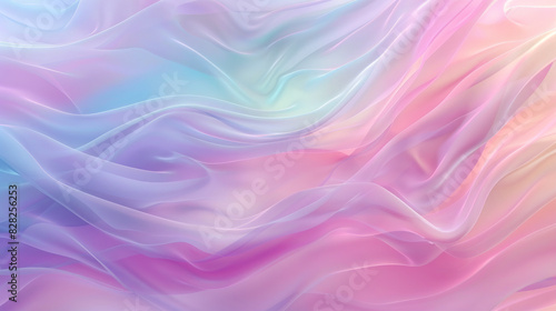 Soft Pastel Background and Vibrant Silk Waves. Lush Pastel Flowing Fabric Background with Dreamlike Translucent Textures. 