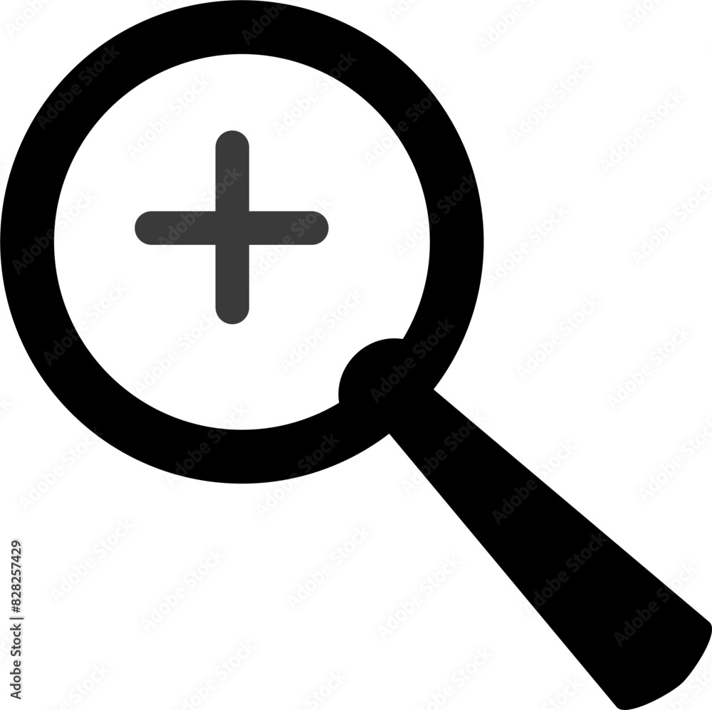 Fototapeta premium magnifying glass button icon in black minimalist elegant flat. line vector. cool