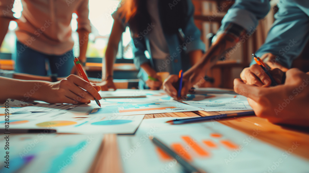 Obraz premium business network concept Group of business people. teamwork Human resources and economic growth charts and data network connections