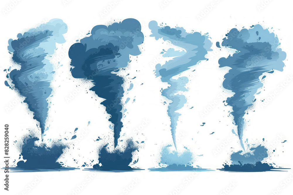 Obraz premium stages of tornado formation: from clouds to funnel clouds.
