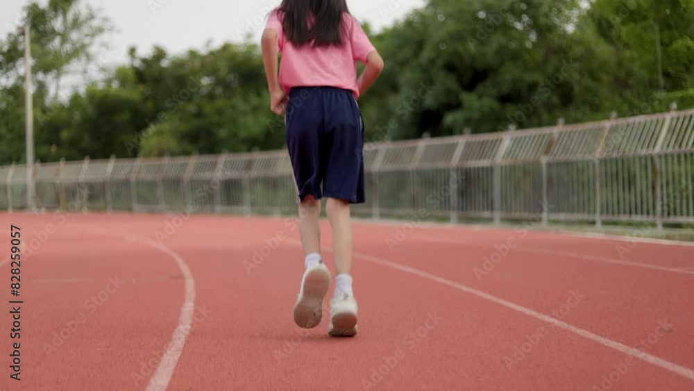 Handheld video Portrait of an Asian Thai kid girl, ages 8 to 10, exercising in an outdoor field. She likes to stretch and walk for exercise because it makes her body grow bright and strong. Handheld video Portrait of an Asian Thai kid girl, ages 8 to 10, exercising in an outdoor field. She likes to stretch and walk for exercise because it makes her body grow bright and strong.