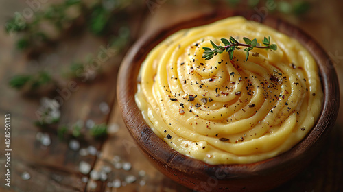 Aioli sauce on a wooden background 