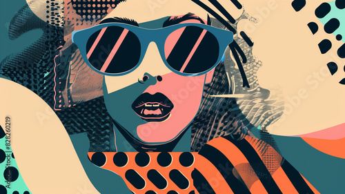 Pop Art Woman with Sunglasses and Bold Colors