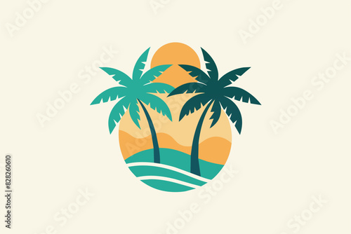 Vector logo and print design templates  summer palms  tropical hand drawn illustrations  tropical surfing concept  vacation and travel  palm trees