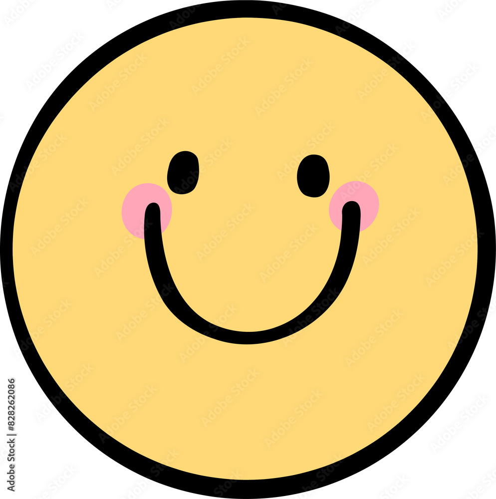 Retro Groovy Smile Emoji Flower Handdrawn Lined Doodle Retro Groovy Smile Emoji Flower Handdrawn Lined Doodle